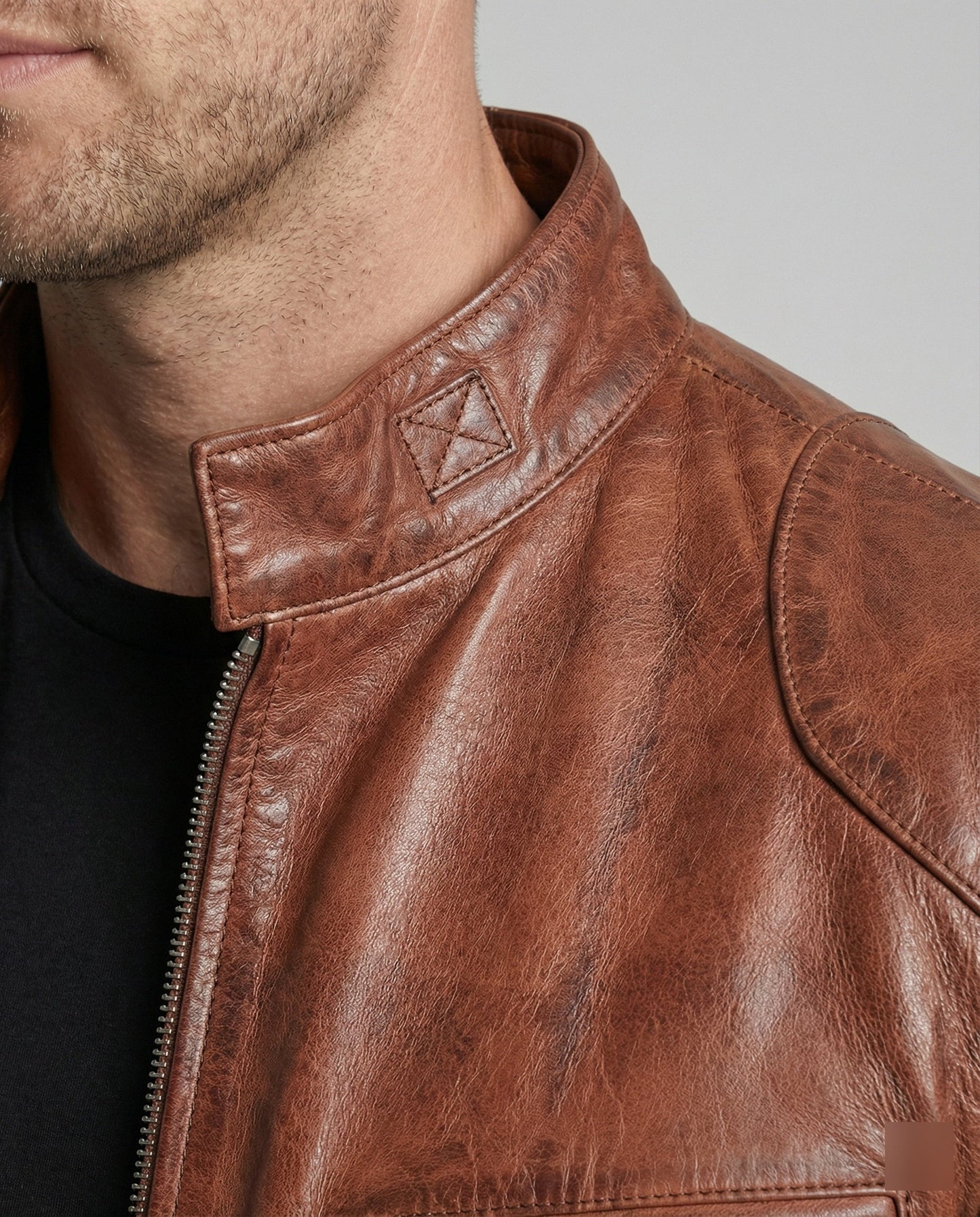 Herren Lederjacke Echtleder Schwarz Hochwertig