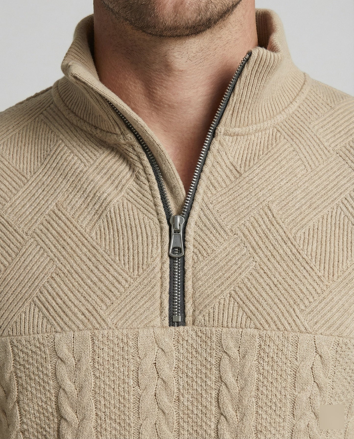 Herren Strickpullover Modern Hochkragen Reißverschluss