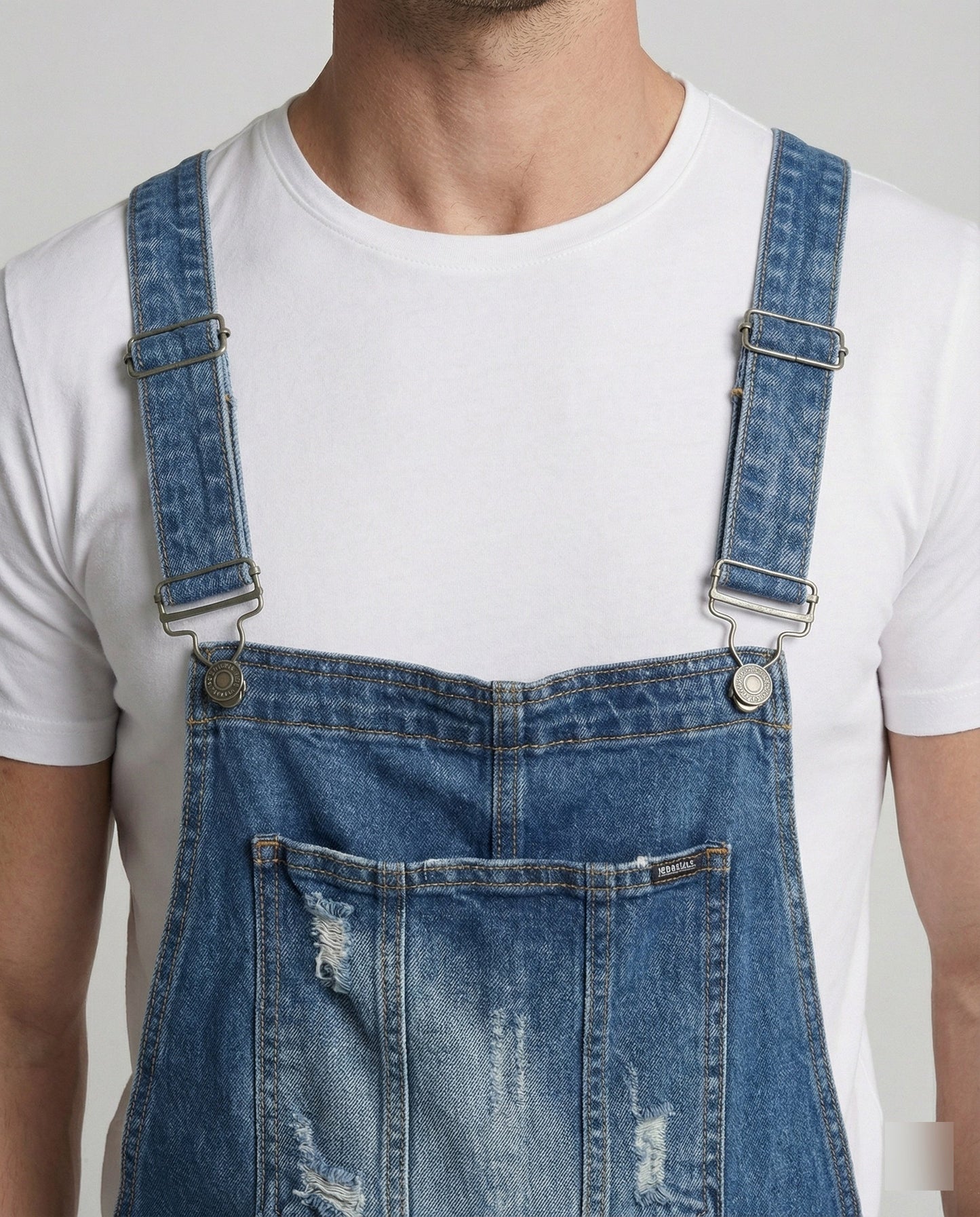 Herren Latzhose Used-Look mit abnehmbaren Trägern Jeans