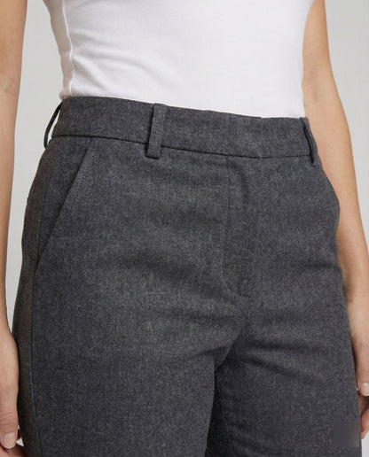 Damen Stoffhose Slim Fit Woll Schwarz Elegante Hose