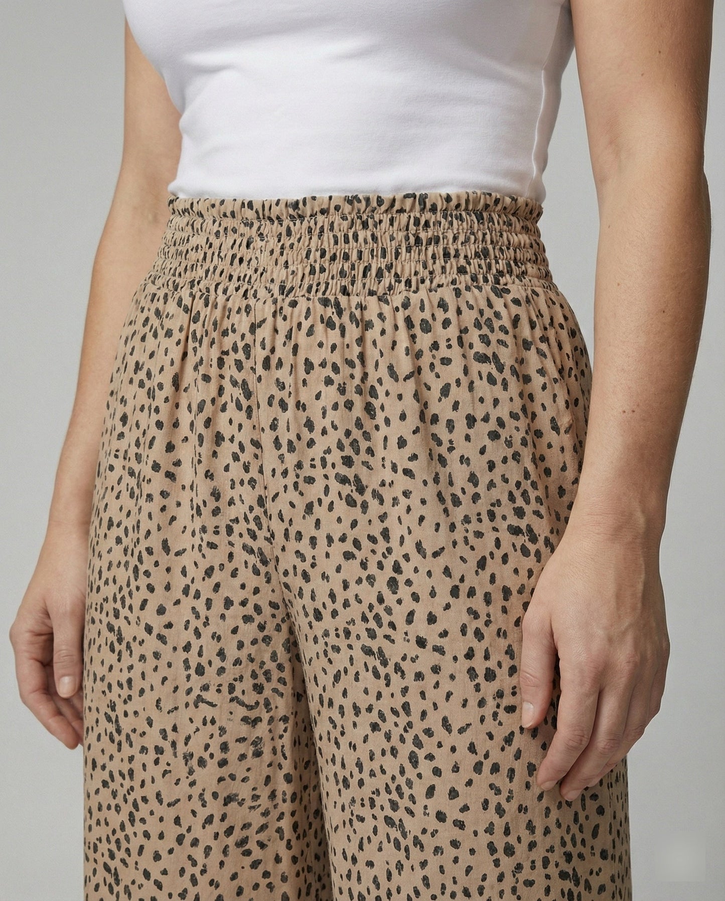 Weite Damen Leinenhose Elastischer Bund Lässiger Schnitt