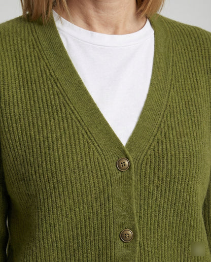 Damen Cardigan V-Ausschnitt Knöpfe Modern