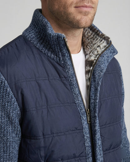 Herren Hybridjacke Kunstleder Schwarz Modern