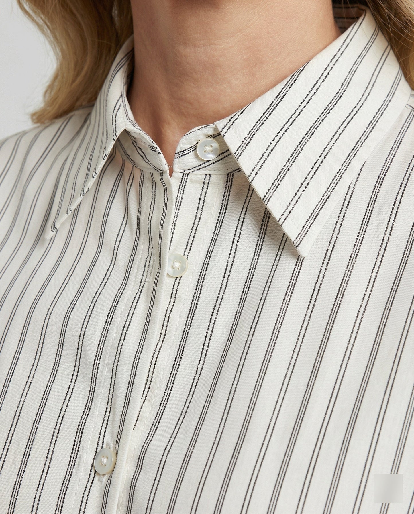 Damen Bluse Streifenmuster Knöpfe Elegante