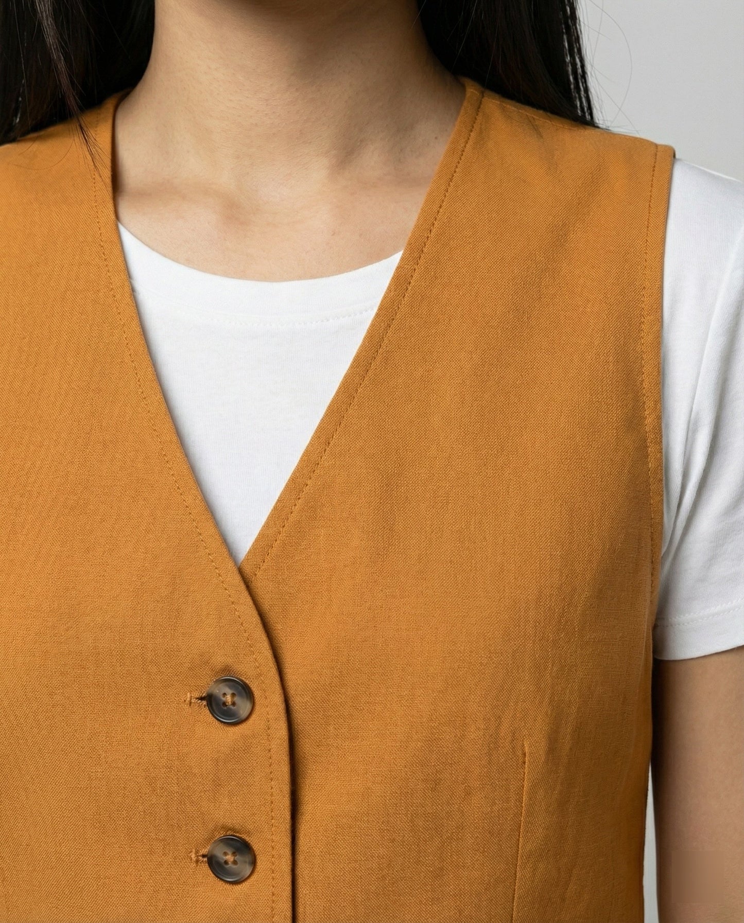 Baumwoll Leinen Weste Langhosen Set Damen