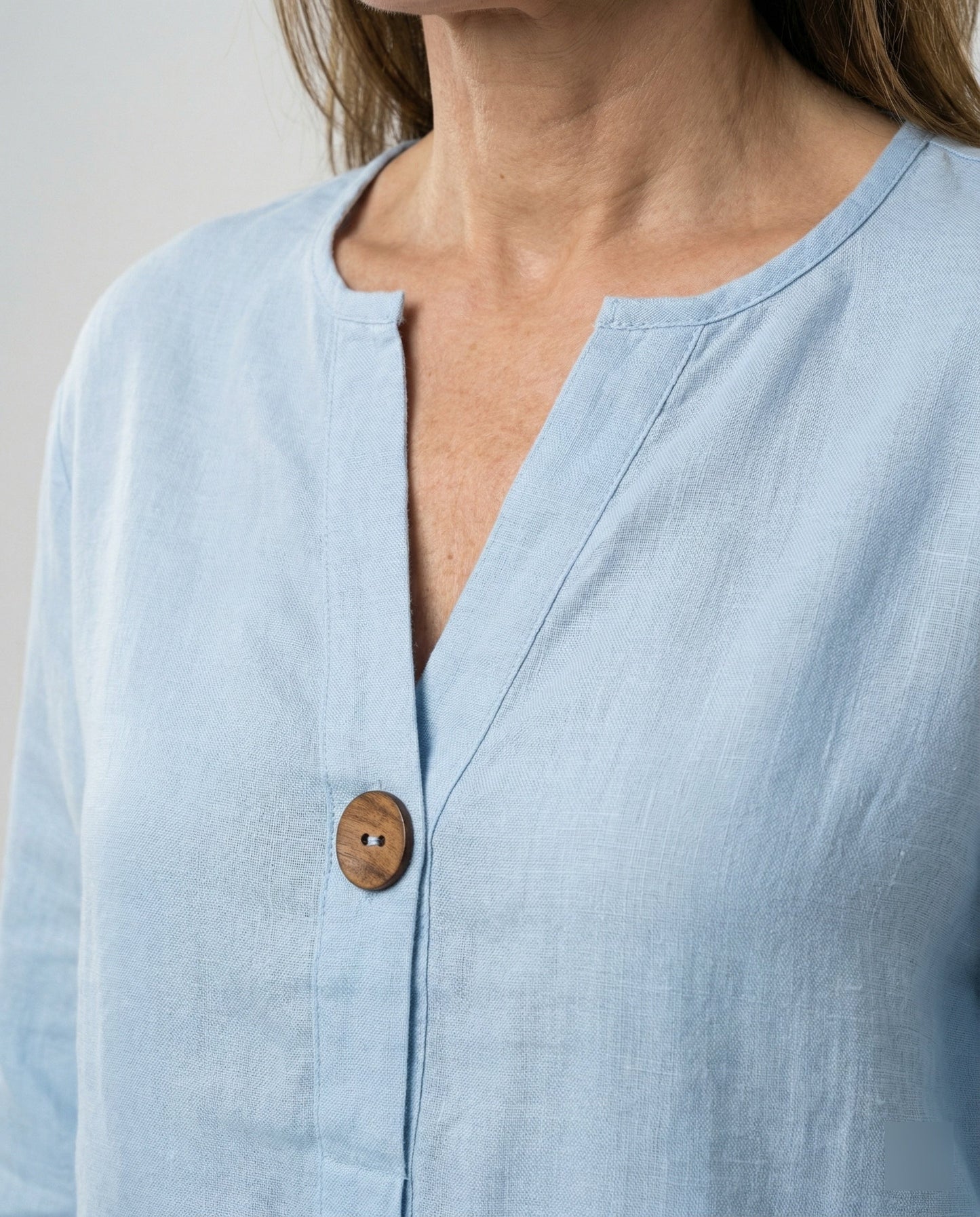 Damen Leinenbluse Leicht Sommerlich mit Knöpfen