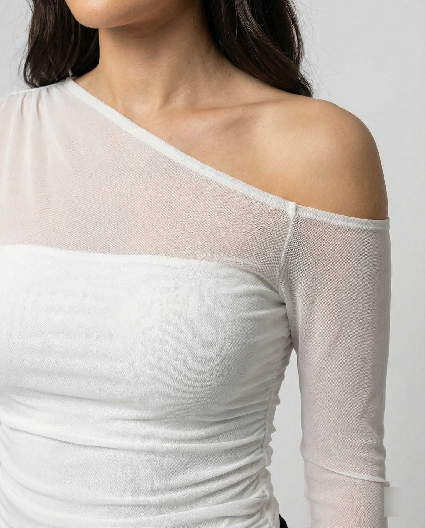 Damen Oberteil Asymmetrisch Schulterfreies Top Elegant