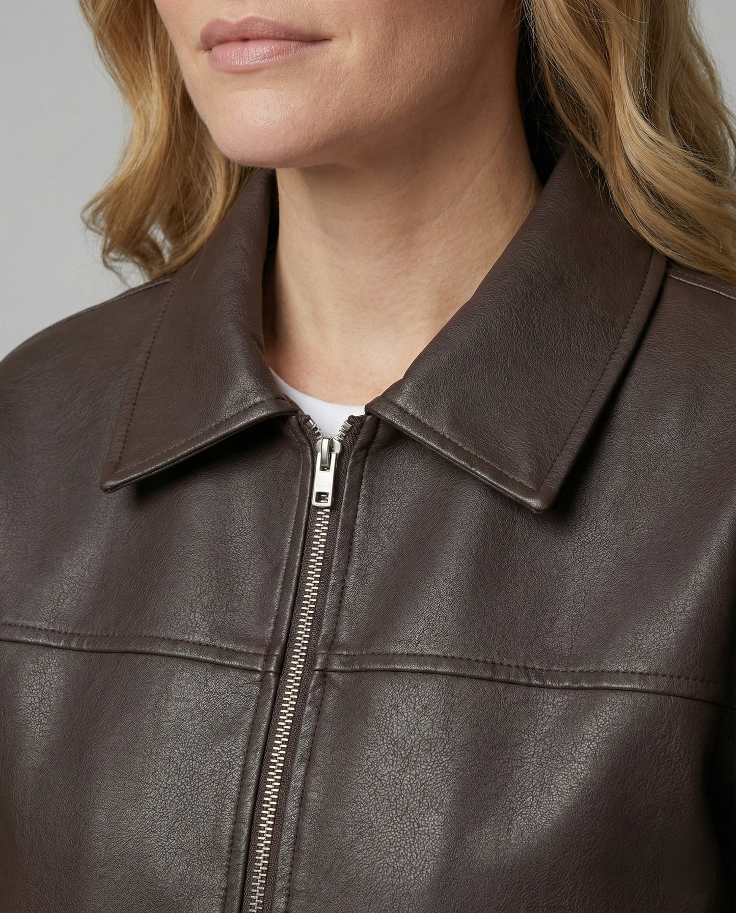 Damen Lederjacke Metallic Glanz Schwarz