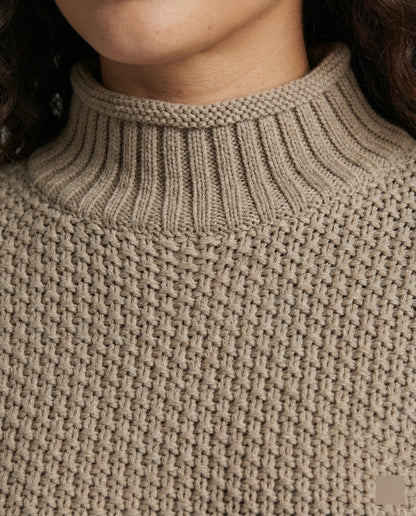 Damen Strickpullover Kuschelig Weit Ärmel Hochkragen