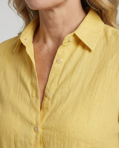 Leinenbluse Damen Lässig Sommer Knopfleiste