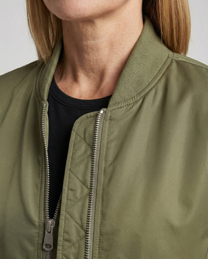 Damen Bomberjacke Reißverschluss Schwarz Modern
