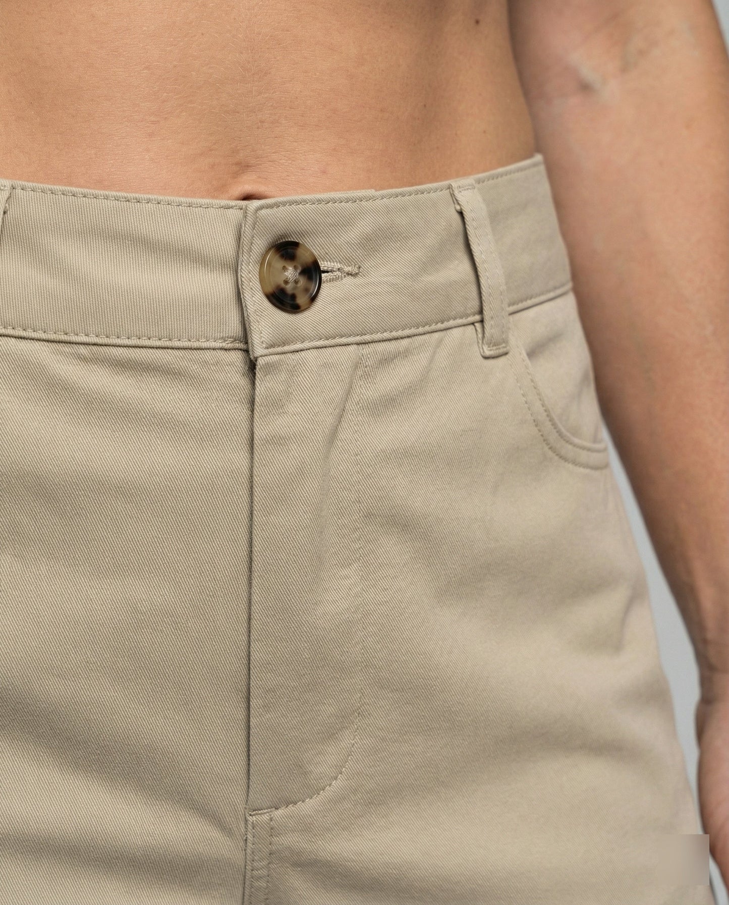 Damen Chino Hose Elastisch Mit Seitentaschen