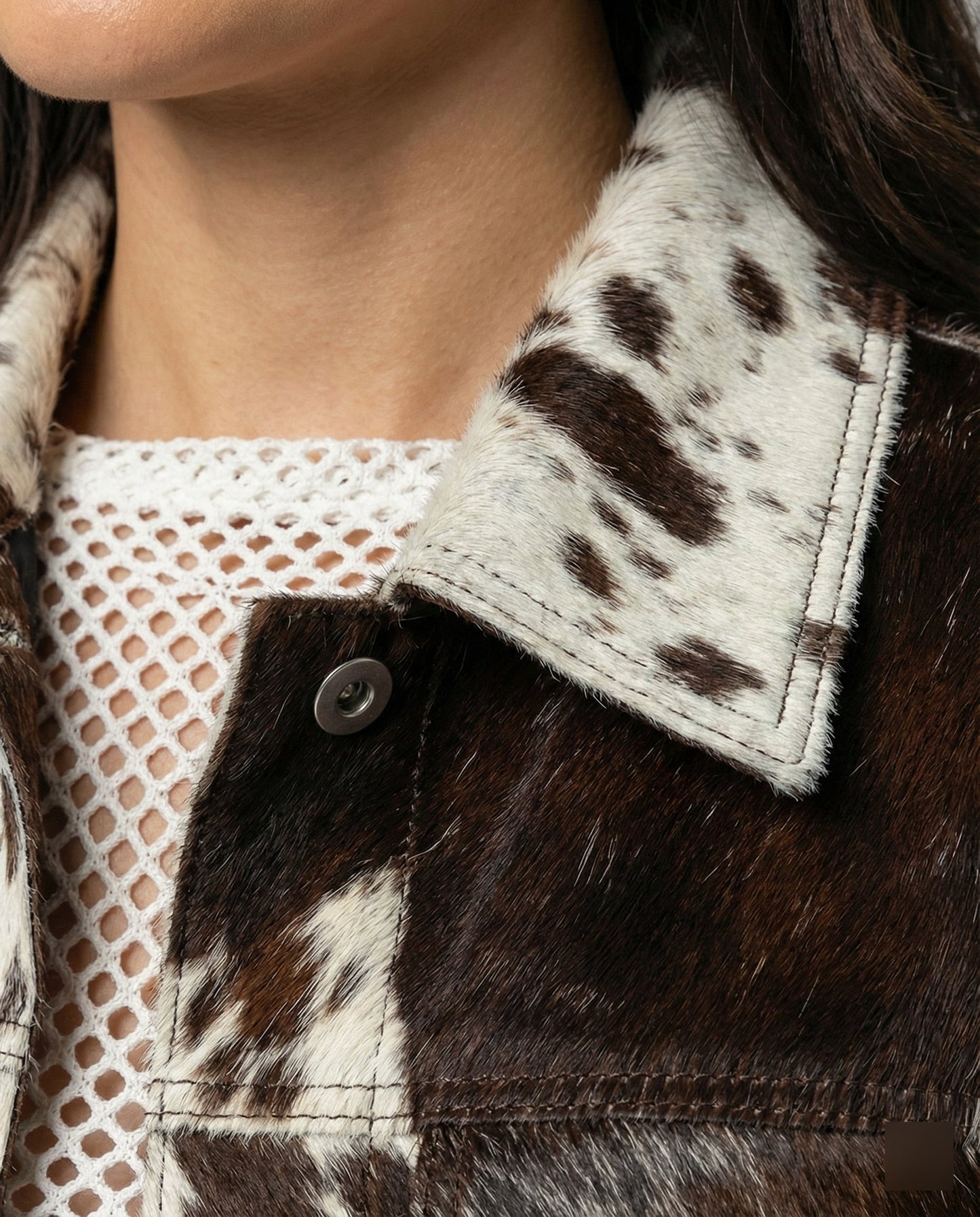 Lederjacke Damen Wildleder Tierprint Trendy Modern