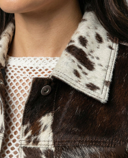 Lederjacke Damen Wildleder Tierprint Trendy Modern