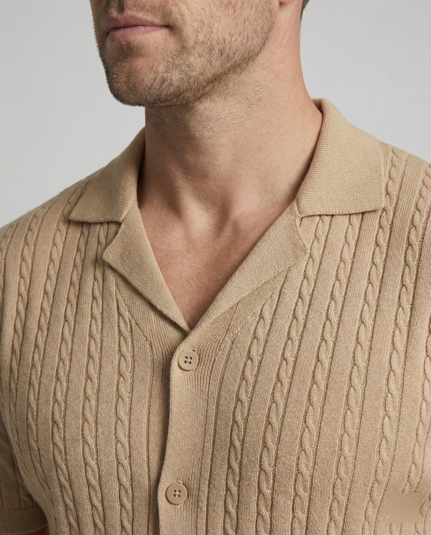 Herren Strickhemd Kurzarm Modern Leicht