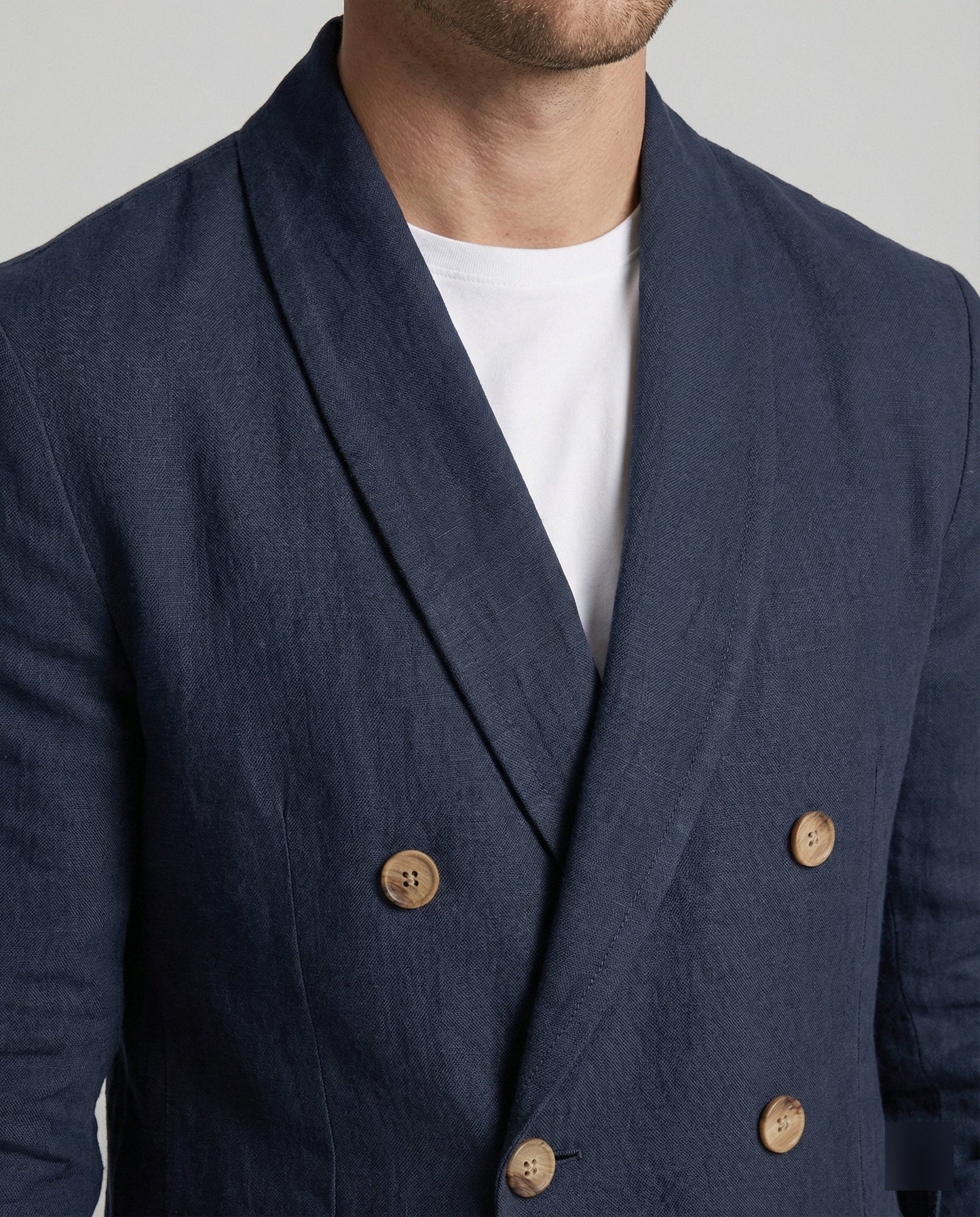 Herren Leinenjacke Leicht Sommerjacke Doppelknopf