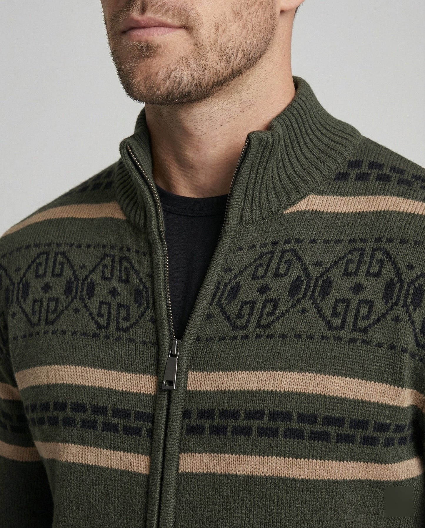 Herren Strickjacke Modern Zipper Muster Stadtchic
