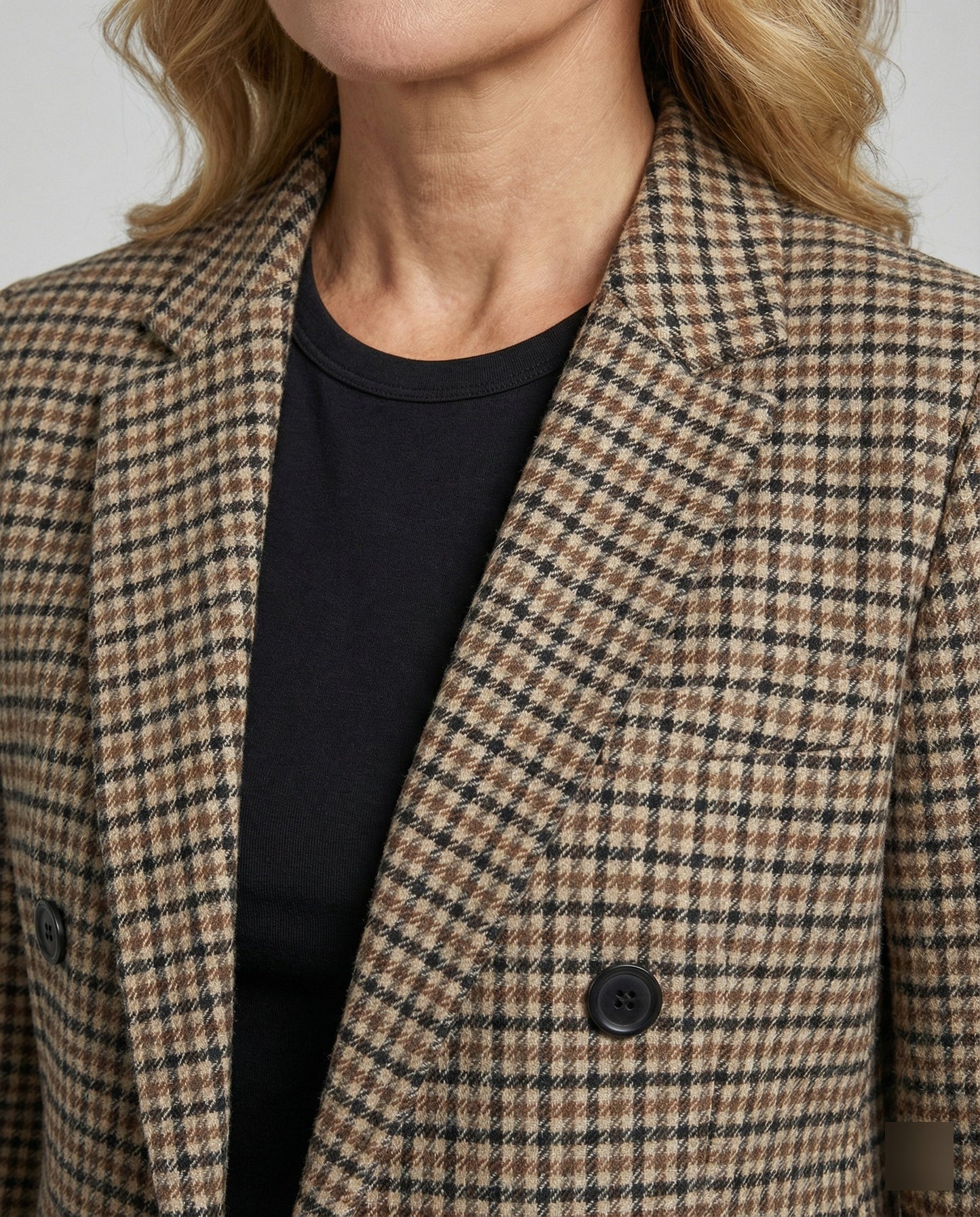 Damen Blazerjacke Kariert Doppelknopf Modern