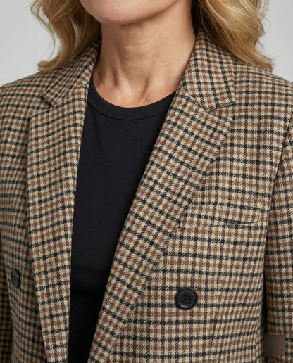 Damen Blazerjacke Kariert Doppelknopf Modern