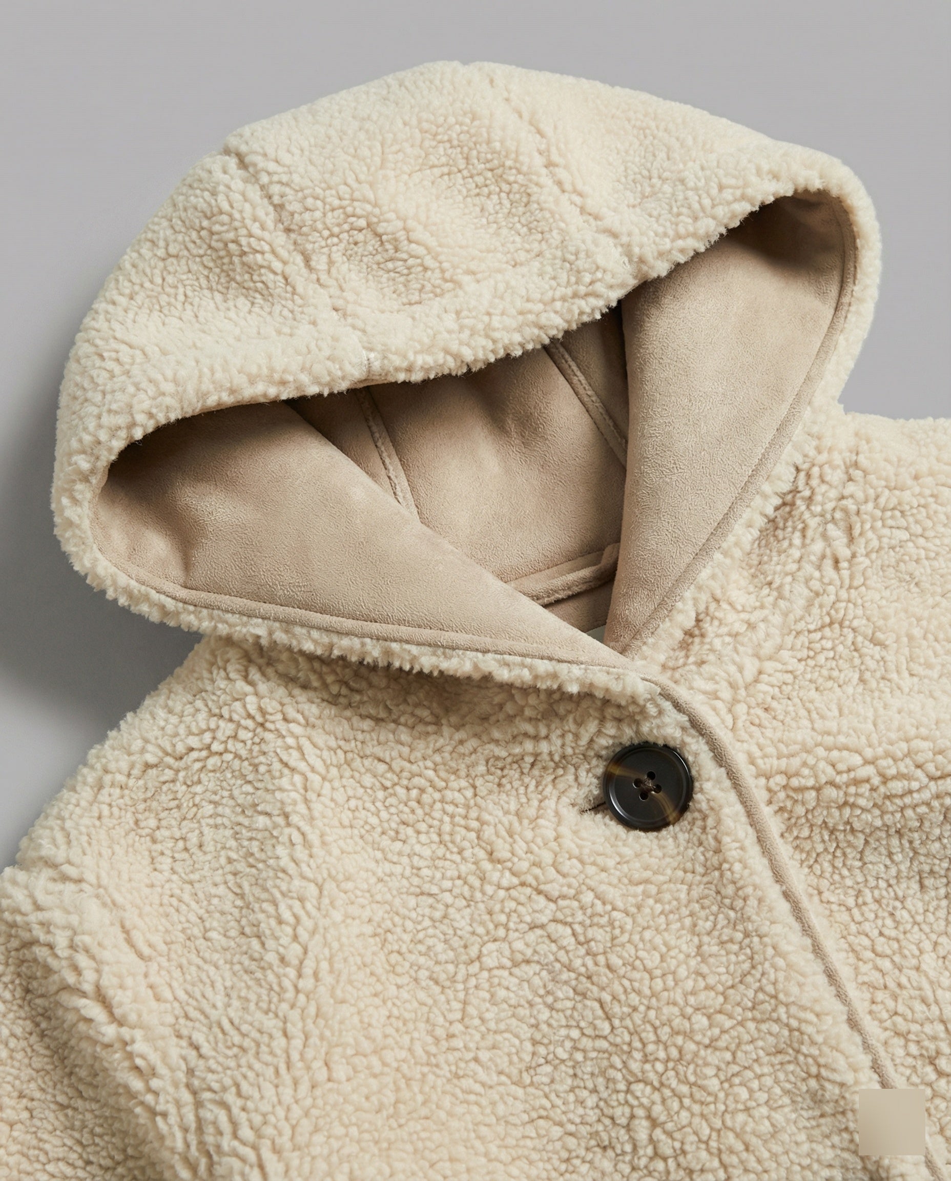 Teddy Mantel Oversized Kapuze Knopfverschluss Mittellang - BerlinGlamour