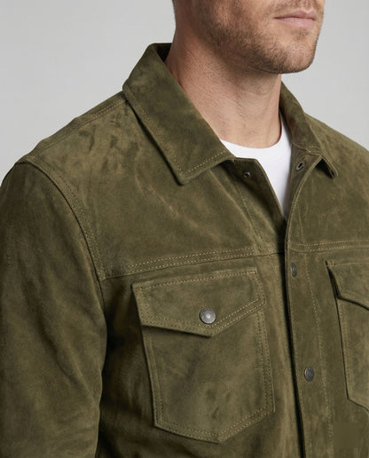 Ledermantel Herren Suede Lederjacke Pattentaschen