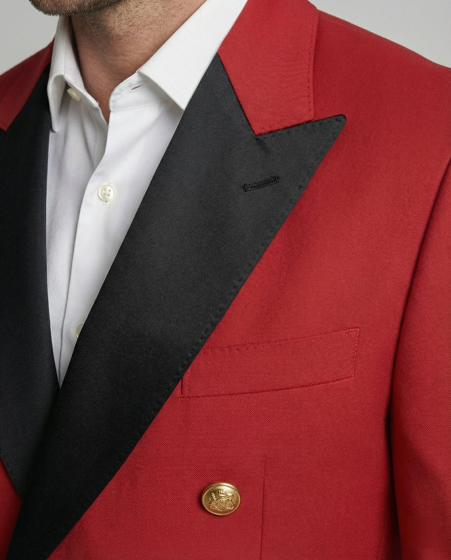 Herren Blazer Doppelreiher Elegant Goldknöpfe Modern