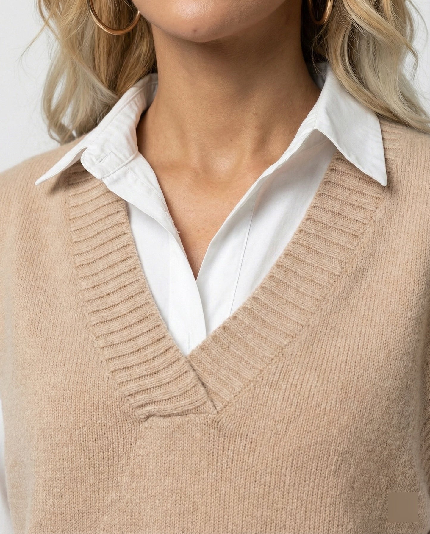 Damen Strickweste V-Ausschnitt Rippmuster Modern