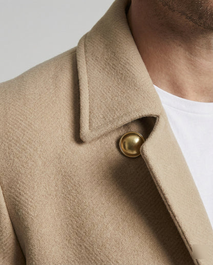 Männer Trenchcoat Eleganter Wollmantel Schwarz