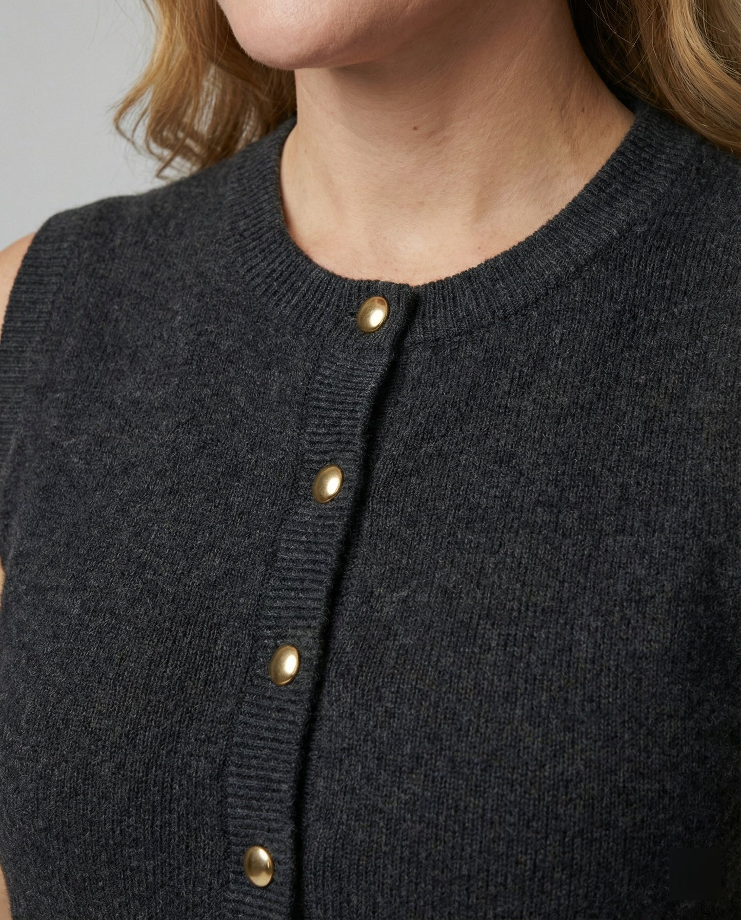 Damen Strickweste Elegante Knopfverschluss Modern