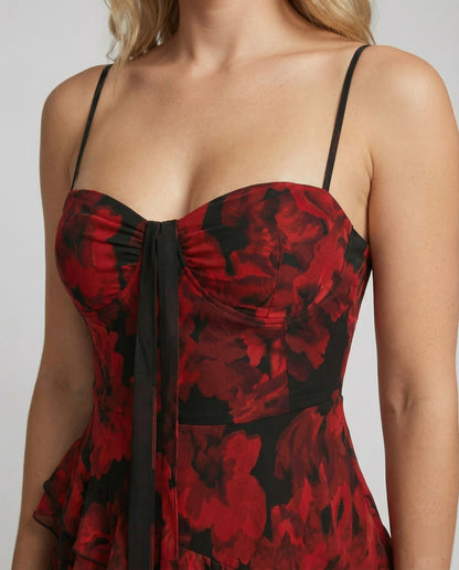 Damen Minikleid Asymmetrisch Floral Modern