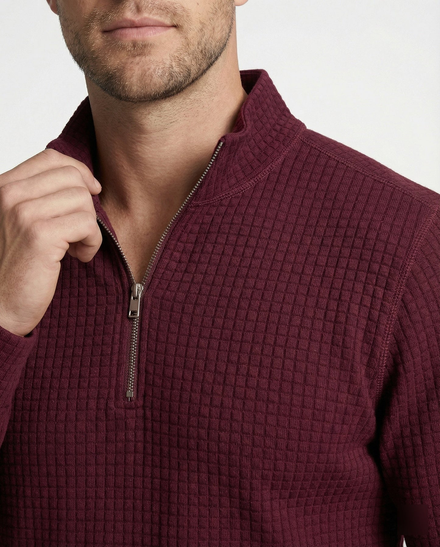 Herren Langarmshirt Modern Stehkragen Reißverschluss Elegant