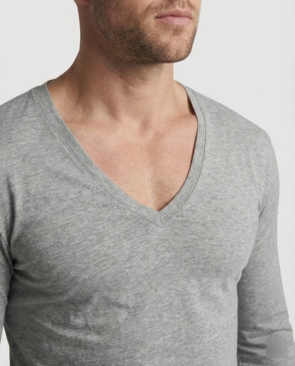 Herren Langarmshirt V-Ausschnitt Modern Trendy