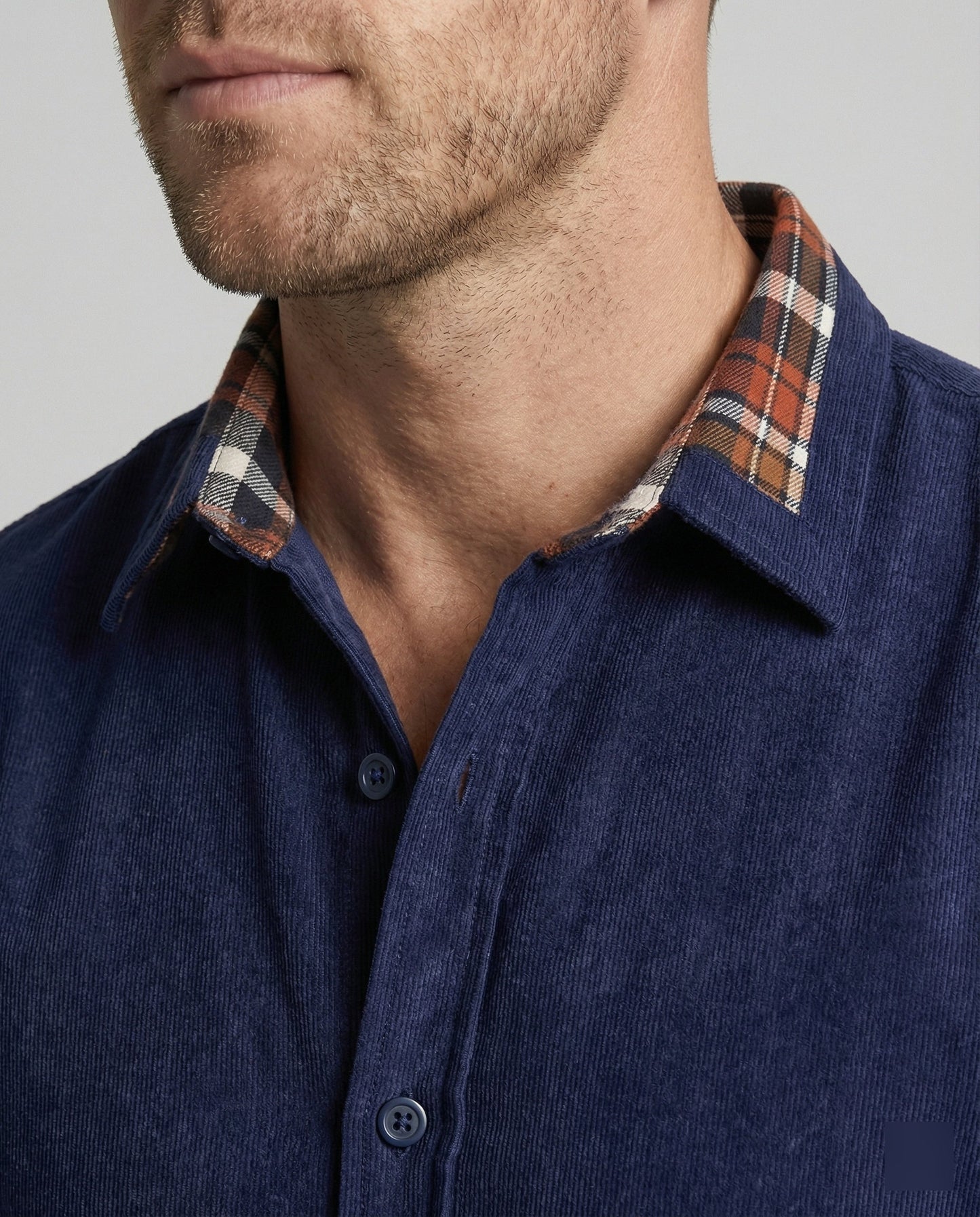 Herren Cordhemd Karomuster Bequem Modern
