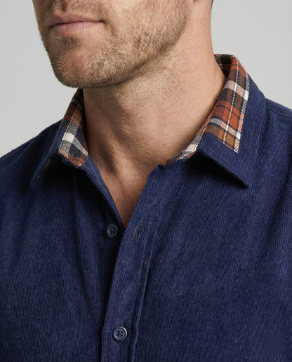 Herren Cordhemd Karomuster Bequem Modern