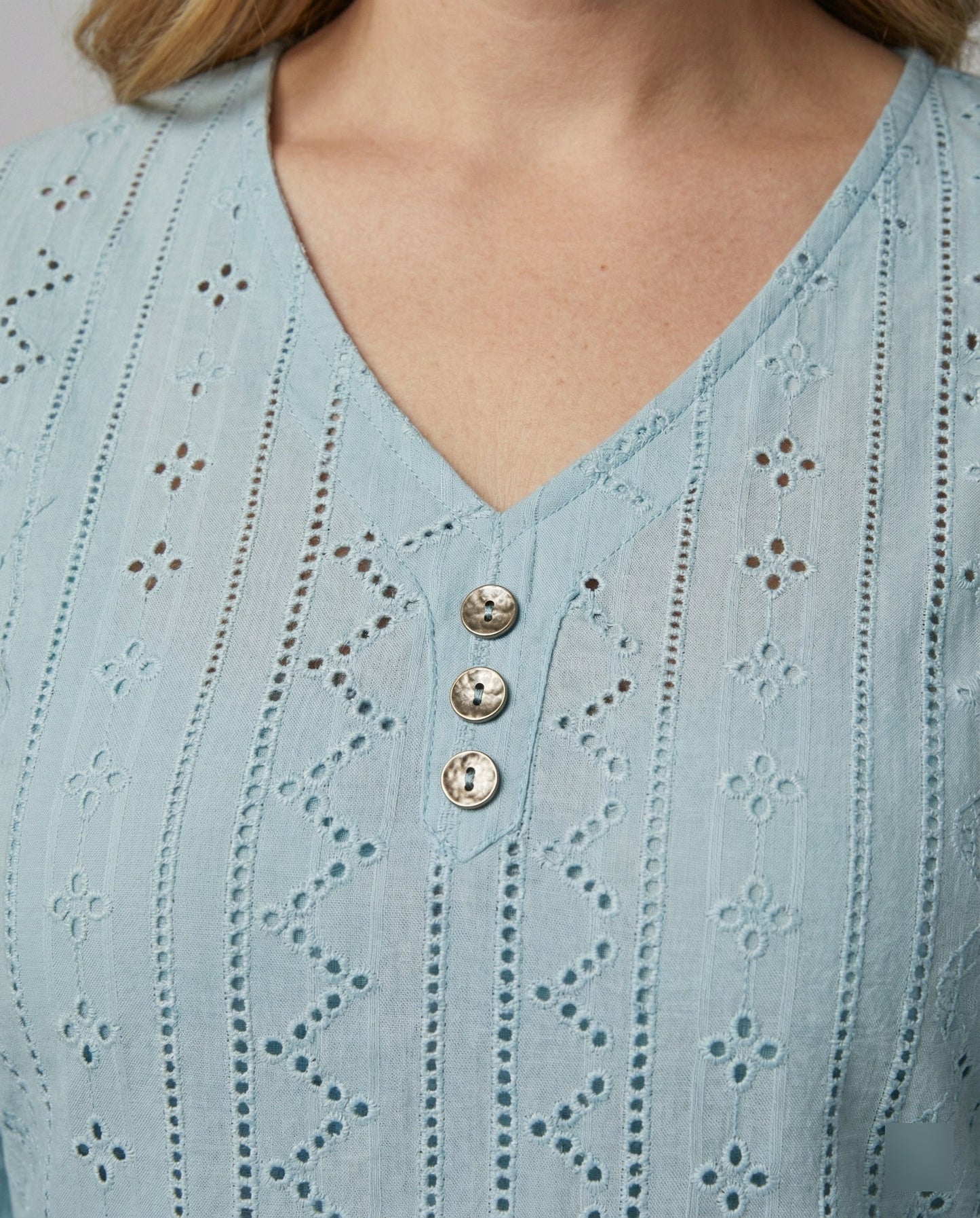 Damen Bluse Modern Spitze Knopfleiste Chic