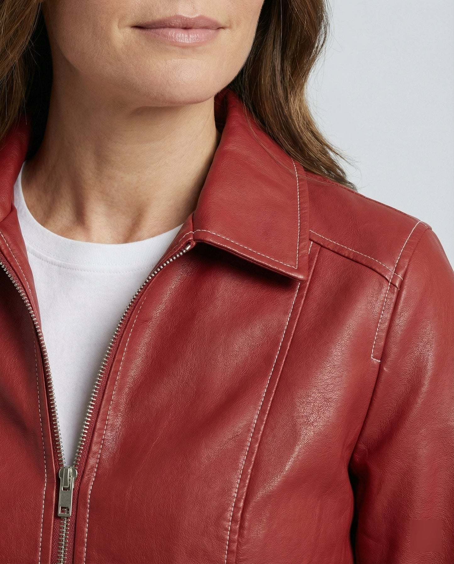 Damen Lederjacke Elegante Mit Hochem Kragen Schwarz