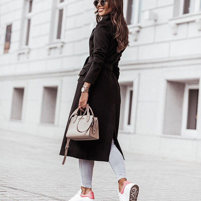 Damen Mantel Langer Trendy Streetstyle