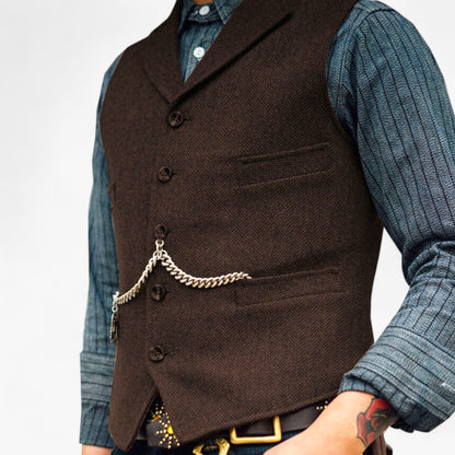 Herren Anzugweste Zeitlos Elegant Schwarze Slimfit