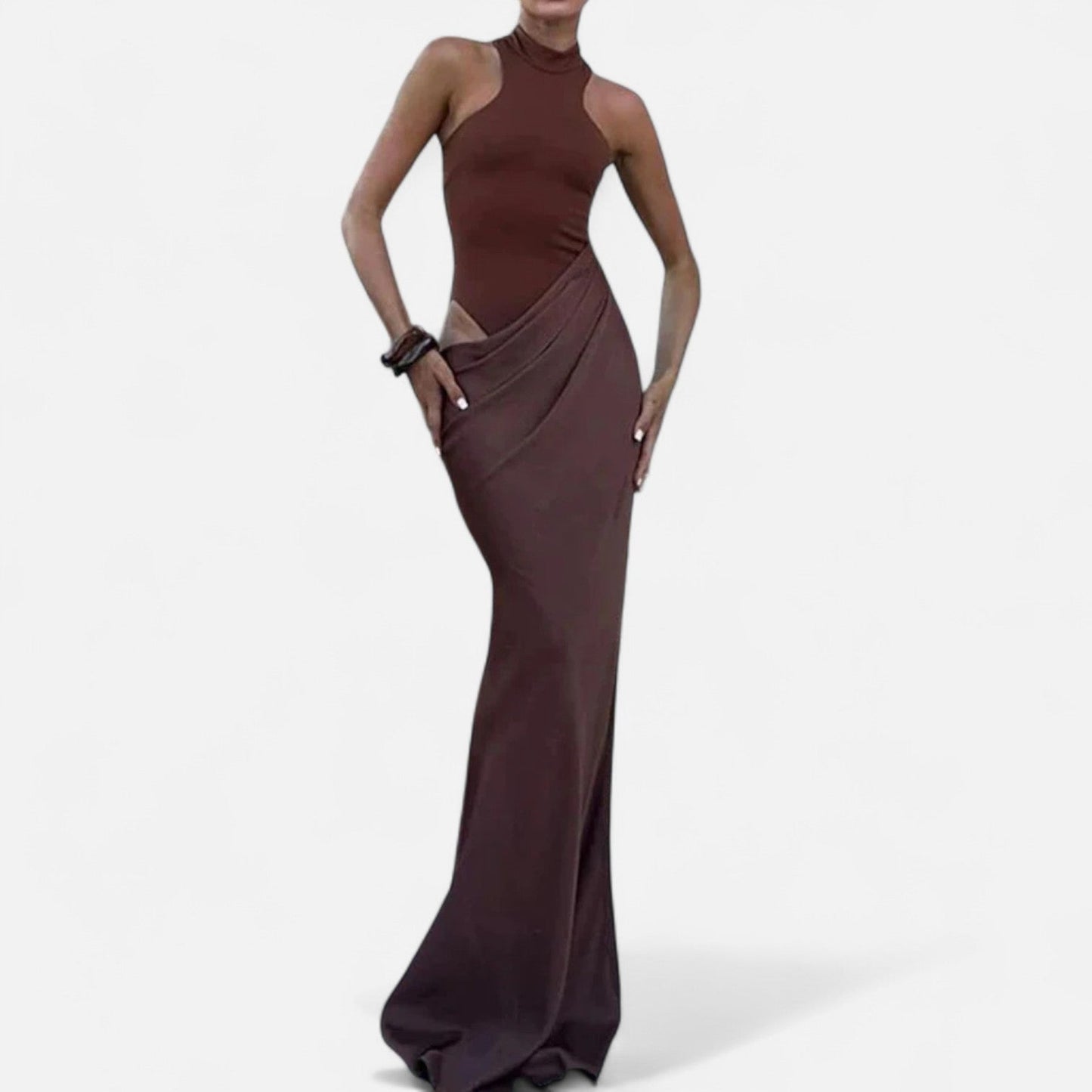 Damen Maxikleid Neckholder Cut Out Sommerkleid