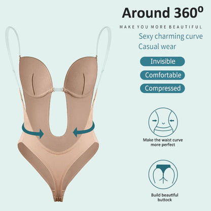 BerlinGlamour | Körperformender V-Ausschnitt Bodysuit Frauen