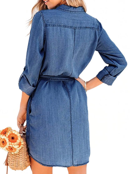 Kleid Denim Entspannt Frauen Mode Sommer