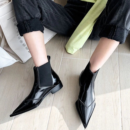 Damen Stiefeletten Schwarz Niedriger Absatz