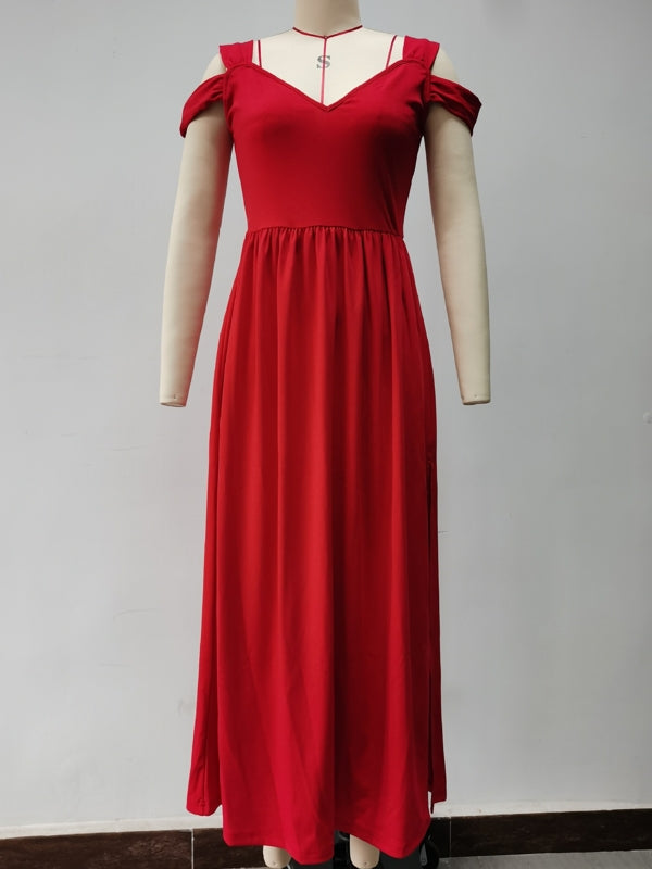 Elegantes Damen Kleid Off Shoulder Lang Bürokleid