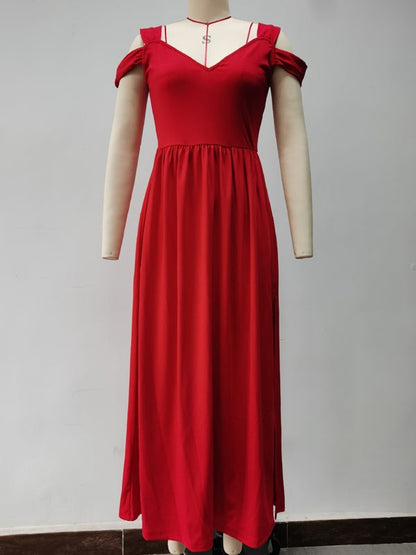 Elegantes Damen Kleid Off Shoulder Lang Bürokleid