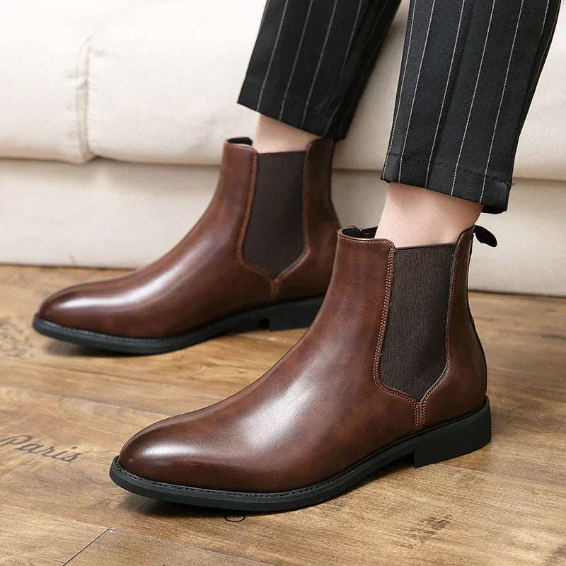 Herren Chelsea Stiefel Leder Schwarz Modern - BerlinGlamour