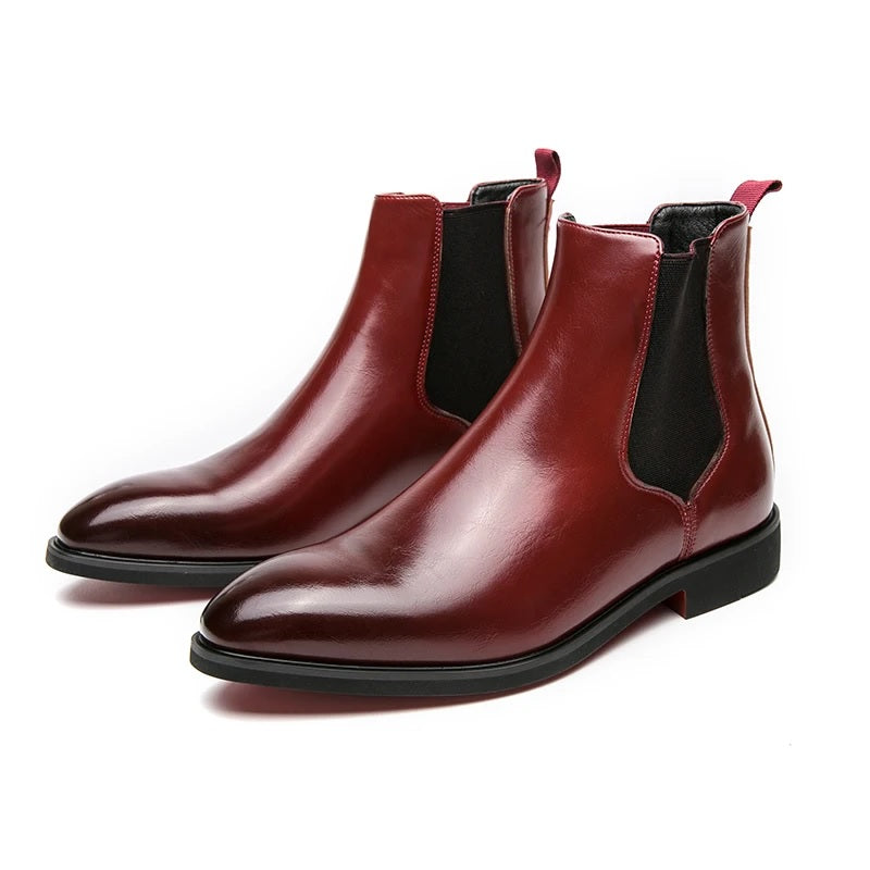 Herren Chelsea Stiefel Leder Schwarz Modern