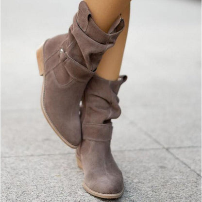 Stiefeletten Damen Niedriger Absatz Reißverschluss