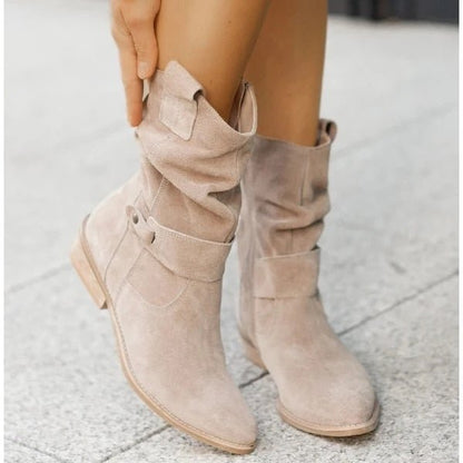 Stiefeletten Damen Niedriger Absatz Reißverschluss