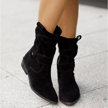 Stiefeletten Damen Niedriger Absatz Reißverschluss