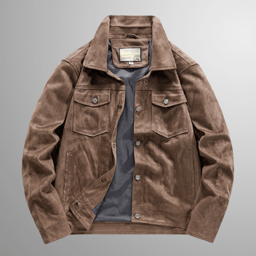 Herren Wildlederjacke Warm Lederjacke Herbst Stilvoll